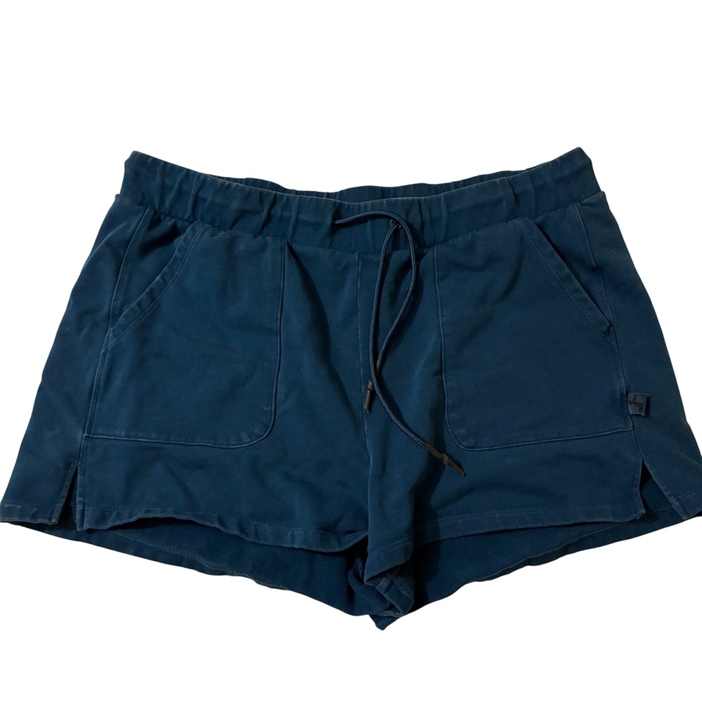 JoyLab Women XL Teal Blue French Terry Athletic Lounge Shorts Drawstring Pockets